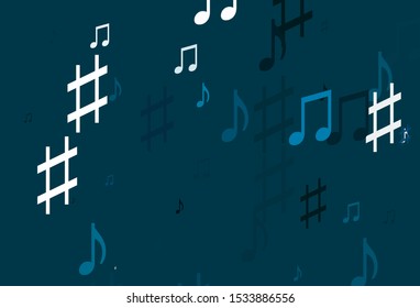 Light BLUE vector template with musical symbols. Shining illustration of colorful gradient music notes. Pattern for school ad, booklets.