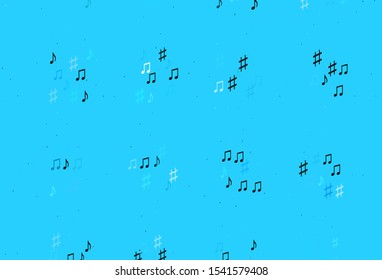 Light BLUE vector template with musical symbols. Decorative design in abstract style with music shapes. Modern design for wallpapers.