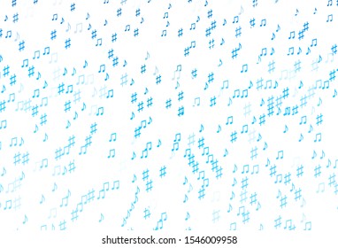 Light BLUE vector template with musical symbols. Abstract illustration with colorful symbols of melody. Pattern for festival leaflets.