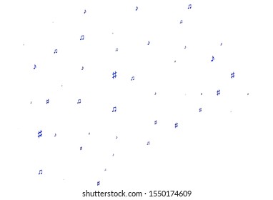 Light BLUE vector template with musical symbols. Decorative design in abstract style with music shapes. Modern design for wallpapers.