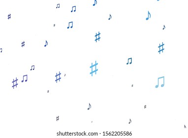 Light BLUE vector template with musical symbols. Abstract illustration with colorful symbols of melody. Modern design for wallpapers.