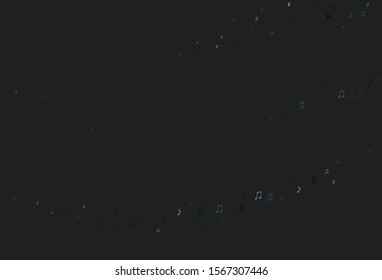 Light BLUE vector template with musical symbols. Isolated colorful music keys on abstract background. Template for fasion magazines.