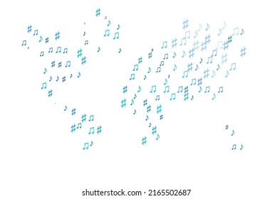 Light BLUE vector template with musical symbols. Shining illustration of colorful gradient music notes. Pattern for websites of musitians.