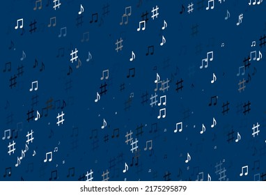 Plantilla de vector BLUE claro con símbolos musicales. Claves de música coloridas aisladas sobre fondo abstracto. Plantilla para revistas de moda.