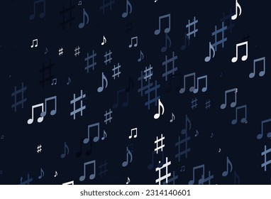 Light BLUE vector template with musical symbols. Isolated colorful music keys on abstract background. Pattern for festival leaflets.
