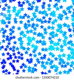 Light BLUE vector template with neon stars. Decorative illustration with stars on abstract template. Theme for cell phones.