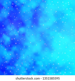 Light BLUE vector template with neon stars. Blur decorative design in simple style with stars. Pattern for new year ad, booklets.