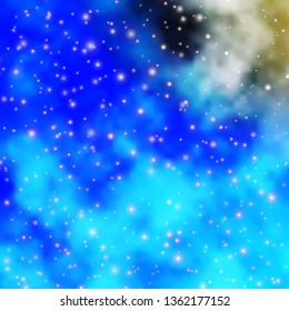 Light BLUE vector template with neon stars. Colorful illustration with abstract gradient stars. Pattern for wrapping gifts.