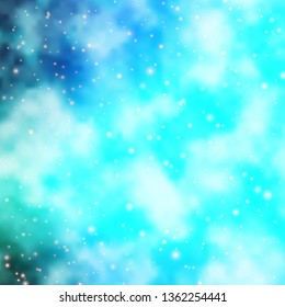 Light BLUE vector template with neon stars. Decorative illustration with stars on abstract template. Theme for cell phones.