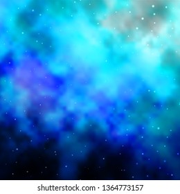 Light BLUE vector template with neon stars. Decorative illustration with stars on abstract template. Pattern for new year ad, booklets.