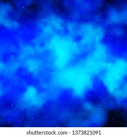 Light BLUE vector template with neon stars. Shining colorful illustration with small and big stars. Pattern for new year ad, booklets.