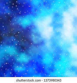 Light BLUE vector template with neon stars. Shining colorful illustration with small and big stars. Pattern for wrapping gifts.