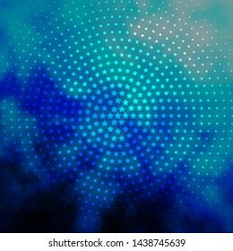 Light BLUE vector template with neon stars. Decorative illustration with stars on abstract template. Pattern for wrapping gifts.