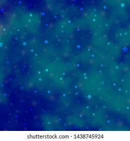 Light BLUE vector template with neon stars. Modern geometric abstract illustration with stars. Pattern for websites, landing pages.