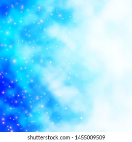 Light BLUE vector template with neon stars. Colorful illustration in abstract style with gradient stars. Best design for your ad, poster, banner.