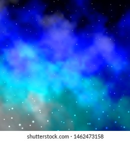 Light BLUE vector template with neon stars. Shining colorful illustration with small and big stars. Pattern for wrapping gifts.