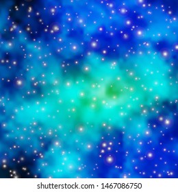 Light BLUE vector template with neon stars. Blur decorative design in simple style with stars. Theme for cell phones.