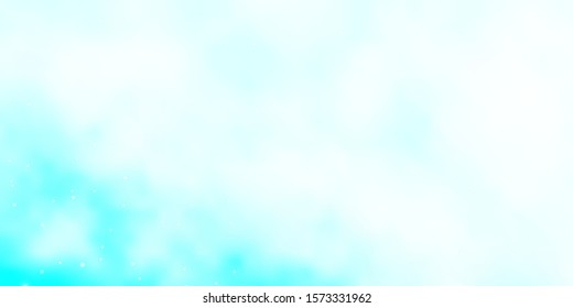 Light BLUE vector template with neon stars. Blur decorative design in simple style with stars. Pattern for wrapping gifts.
