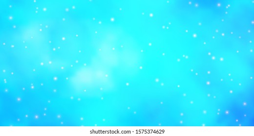 Light BLUE vector template with neon stars. Colorful illustration with abstract gradient stars. Pattern for wrapping gifts.
