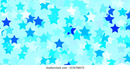 Light BLUE vector template with neon stars. Modern geometric abstract illustration with stars. Pattern for new year ad, booklets.