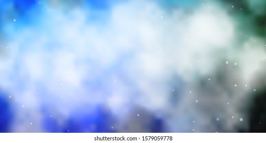 Light BLUE vector template with neon stars. Colorful illustration in abstract style with gradient stars. Pattern for new year ad, booklets.