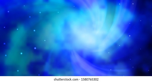 Light BLUE vector template with neon stars. Decorative illustration with stars on abstract template. Best design for your ad, poster, banner.