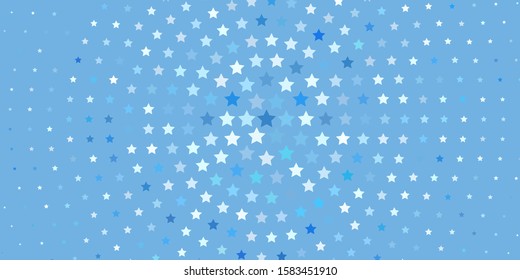 Light BLUE vector template with neon stars. Blur decorative design in simple style with stars. Pattern for new year ad, booklets.