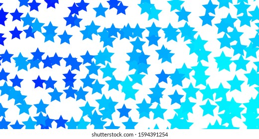 Light BLUE vector template with neon stars. Decorative illustration with stars on abstract template. Pattern for new year ad, booklets.