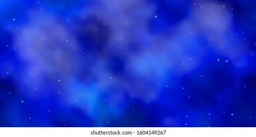 Light BLUE vector template with neon stars. Blur decorative design in simple style with stars. Pattern for wrapping gifts.