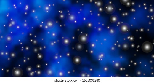 Light BLUE vector template with neon stars. Decorative illustration with stars on abstract template. Pattern for wrapping gifts.