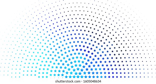 Light BLUE vector template with neon stars. Blur decorative design in simple style with stars. Best design for your ad, poster, banner.
