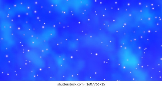 Light BLUE vector template with neon stars. Blur decorative design in simple style with stars. Pattern for new year ad, booklets.