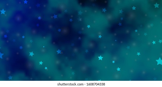 Light BLUE vector template with neon stars. Shining colorful illustration with small and big stars. Pattern for websites, landing pages.