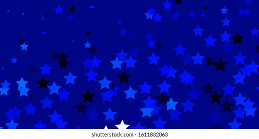 Light BLUE vector template with neon stars. Blur decorative design in simple style with stars. Pattern for websites, landing pages.