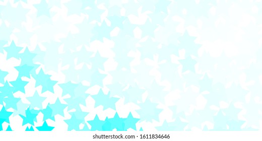 Light BLUE vector template with neon stars. Colorful illustration in abstract style with gradient stars. Best design for your ad, poster, banner.