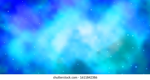 Light BLUE vector template with neon stars. Decorative illustration with stars on abstract template. Pattern for websites, landing pages.