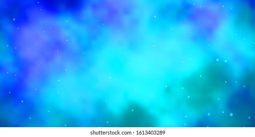 Light BLUE vector template with neon stars. Decorative illustration with stars on abstract template. Pattern for websites, landing pages.