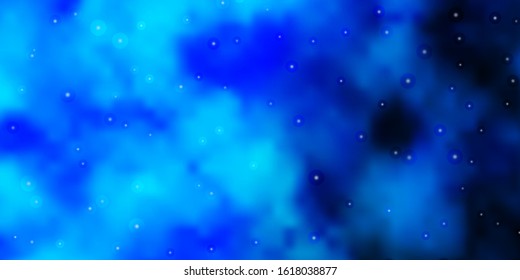 Light BLUE vector template with neon stars. Decorative illustration with stars on abstract template. Pattern for wrapping gifts.