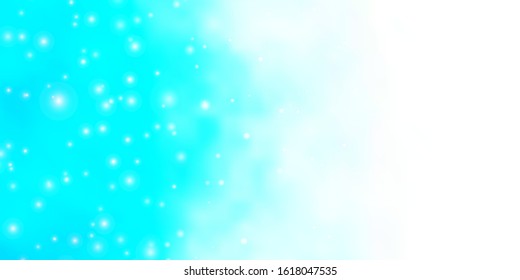 Light BLUE vector template with neon stars. Blur decorative design in simple style with stars. Design for your business promotion.
