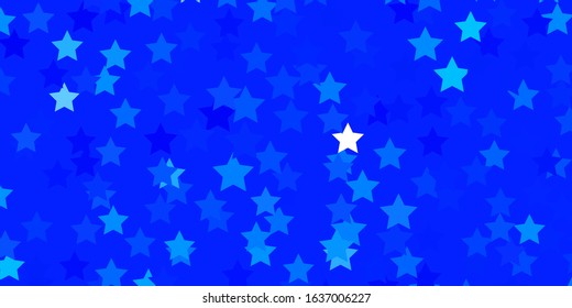 Light BLUE vector template with neon stars. Colorful illustration in abstract style with gradient stars. Theme for cell phones.