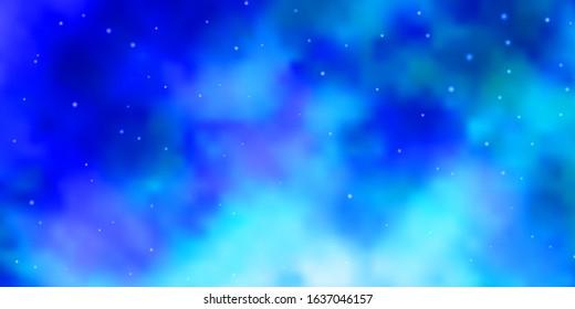 Light BLUE vector template with neon stars. Decorative illustration with stars on abstract template. Pattern for websites, landing pages.