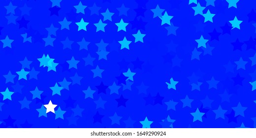 Light BLUE vector template with neon stars. Decorative illustration with stars on abstract template. Pattern for websites, landing pages.