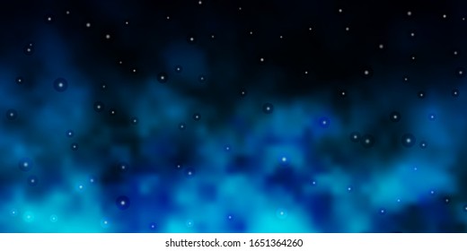 Light BLUE vector template with neon stars. Shining colorful illustration with small and big stars. Theme for cell phones.