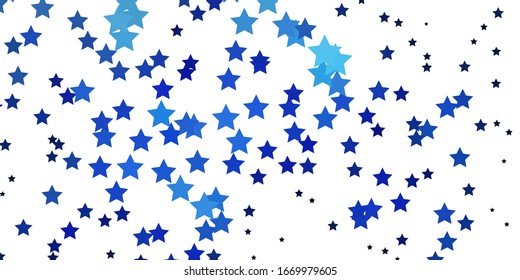 Light BLUE vector template with neon stars. Blur decorative design in simple style with stars. Theme for cell phones.