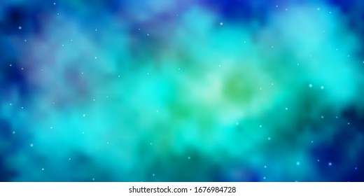 Light BLUE vector template with neon stars. Colorful illustration in abstract style with gradient stars. Pattern for wrapping gifts.