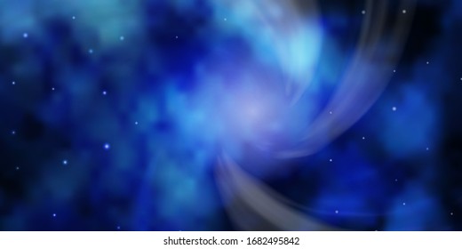 Plantilla vectorial AZUL claro con estrellas de neón. Brillante ilustración colorida con estrellas pequeñas y grandes. Tema para teléfonos celulares.