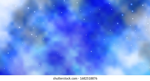 Light BLUE vector template with neon stars. Decorative illustration with stars on abstract template. Design for your business promotion.