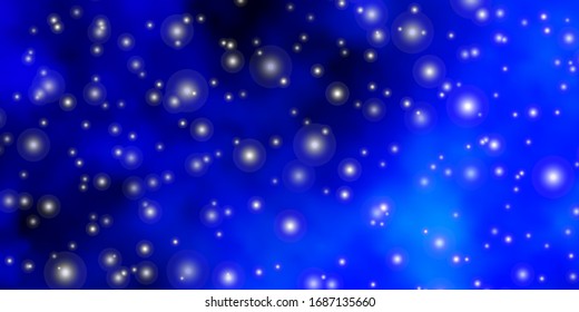 Light BLUE vector template with neon stars. Blur decorative design in simple style with stars. Best design for your ad, poster, banner.