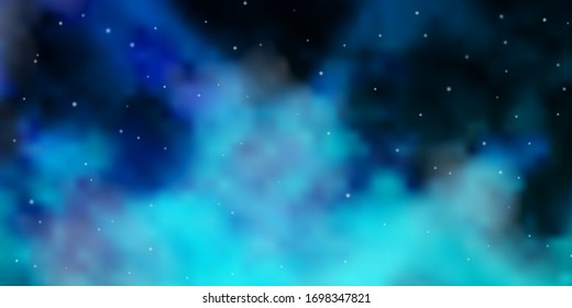 Light BLUE vector template with neon stars. Blur decorative design in simple style with stars. Pattern for new year ad, booklets.