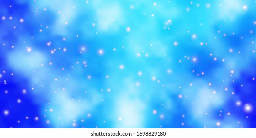 Light BLUE vector template with neon stars. Colorful illustration with abstract gradient stars. Design for your business promotion.